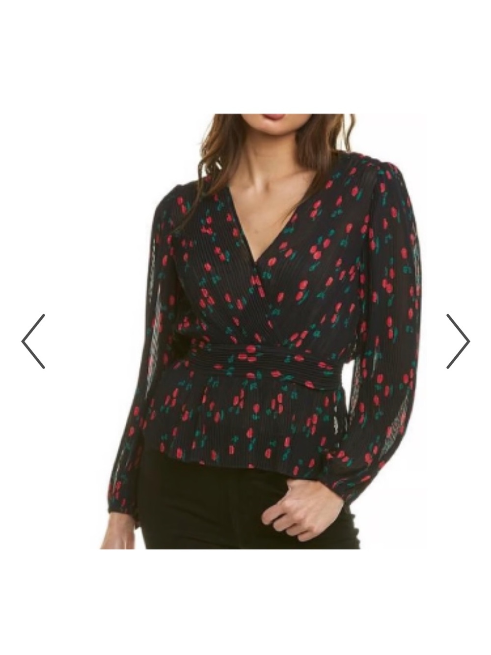 The Kooples Navy Sheer Cherry-Print Blouse